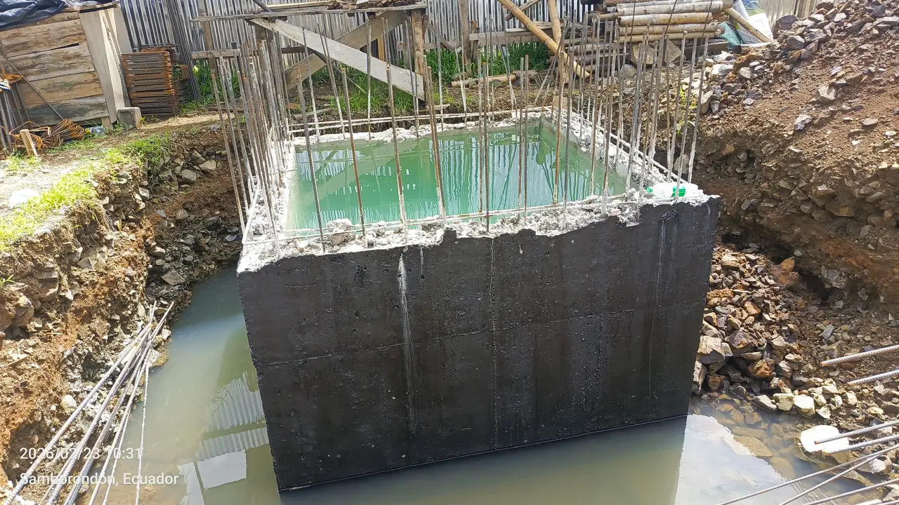 Prueba de estanqueidad en cisterna de hormigón armado